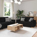 Bank 3 st Zwart Linnen-mix stof