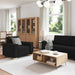 Bank 3 st Zwart Linnen-mix stof
