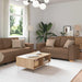 Bank 3 st Bruin Linnen-mix stof