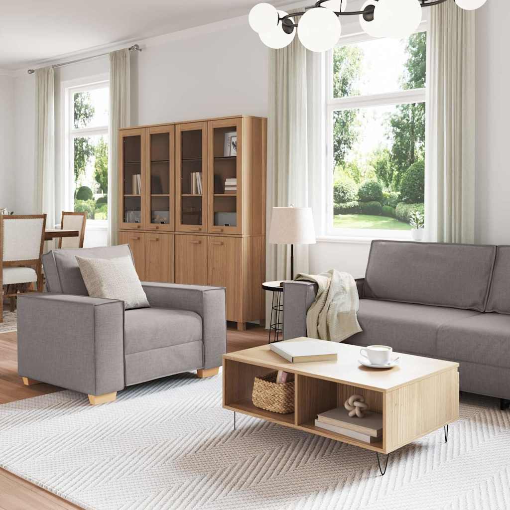 Bank 3 st Taupe Linnen-mix stof
