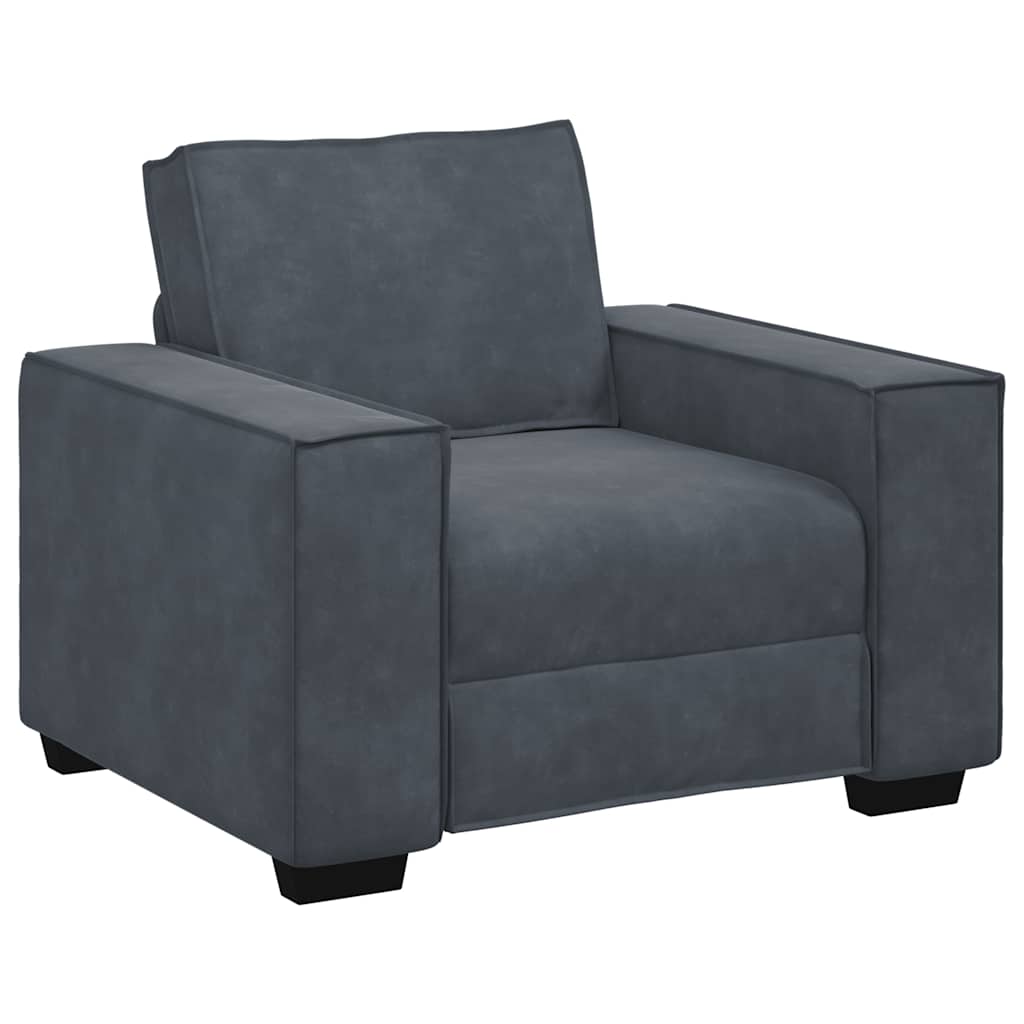 3-delige Loungeset met kussens fluweel donkergrijs