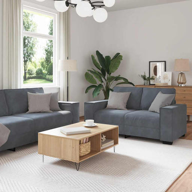 3-delige Loungeset met kussens fluweel donkergrijs