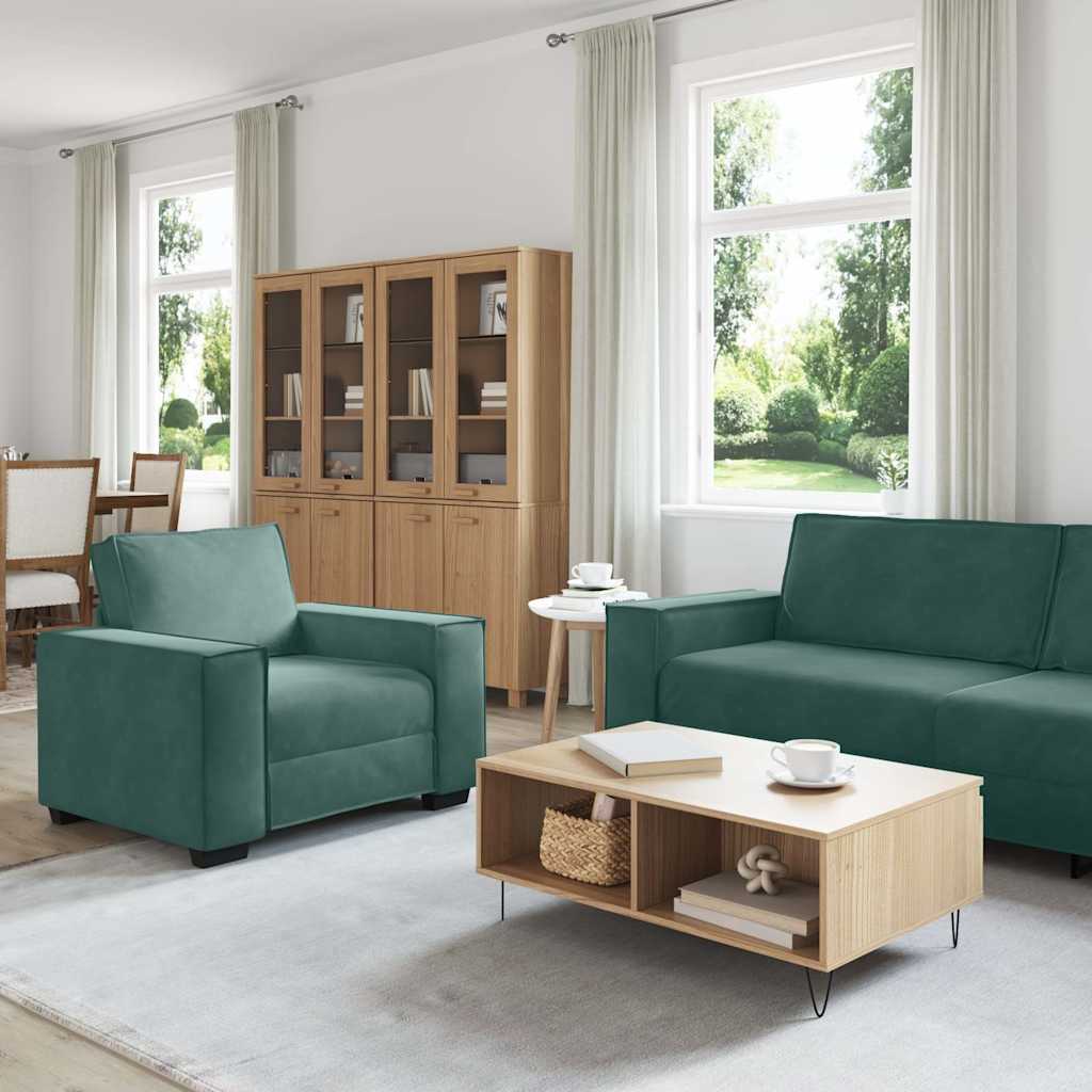 3-delige Loungeset met kussens fluweel donkergroen