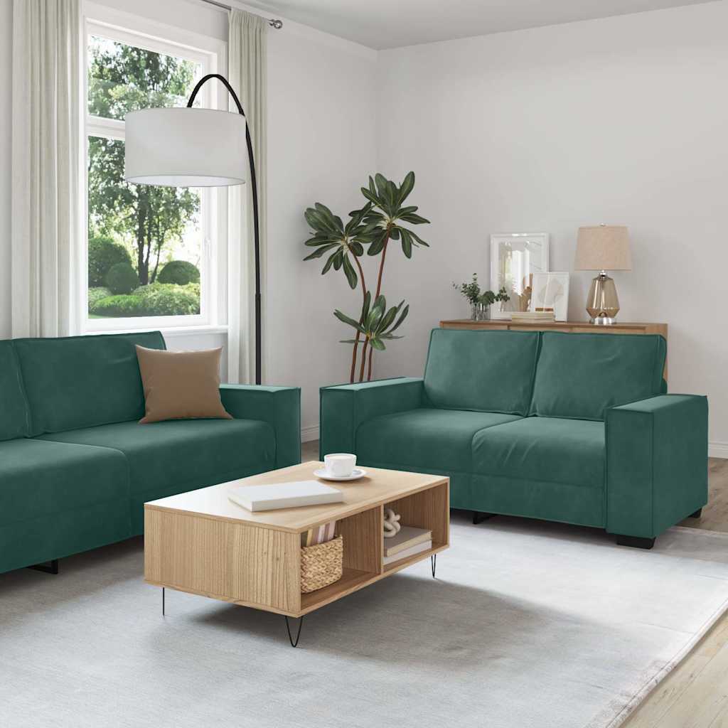 3-delige Loungeset met kussens fluweel donkergroen