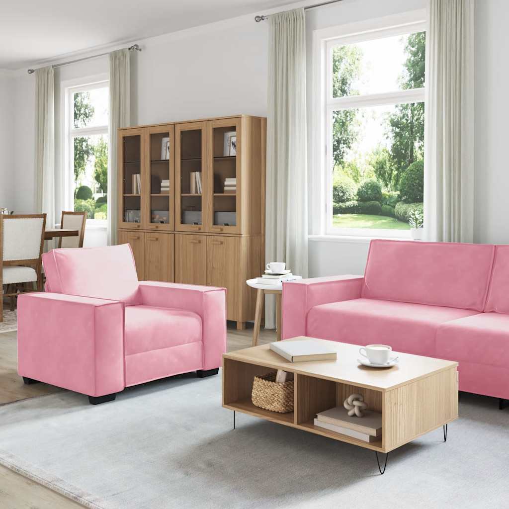 3-delige Loungeset met kussens fluweel roze