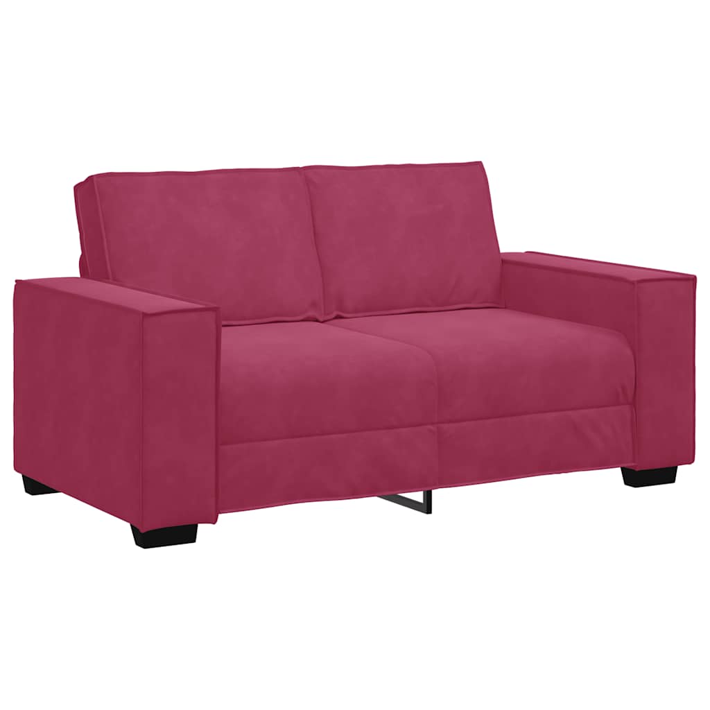 3-delige Loungeset met kussens fluweel wijnrood