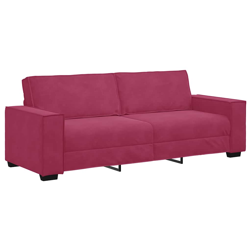 3-delige Loungeset met kussens fluweel wijnrood