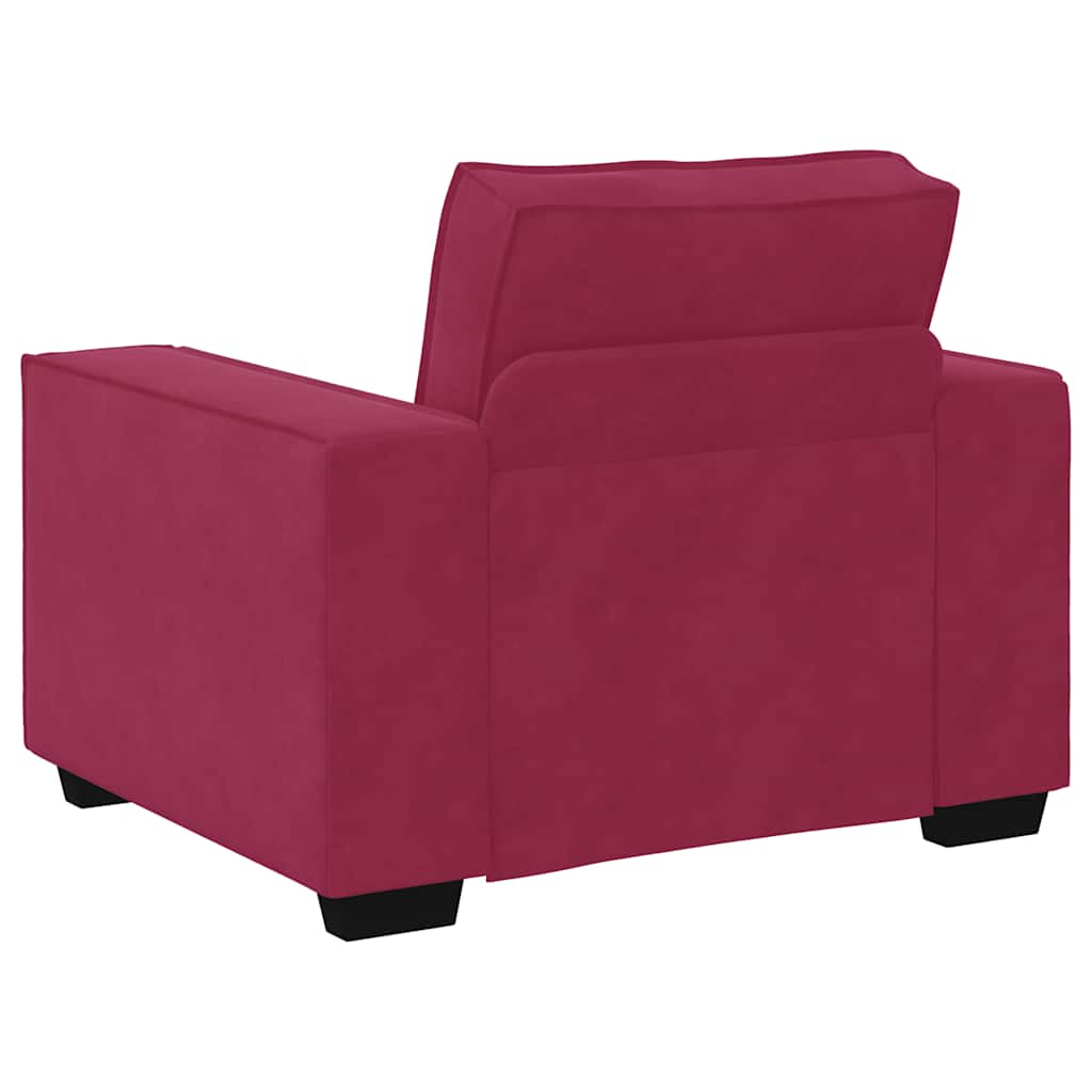 3-delige Loungeset met kussens fluweel wijnrood