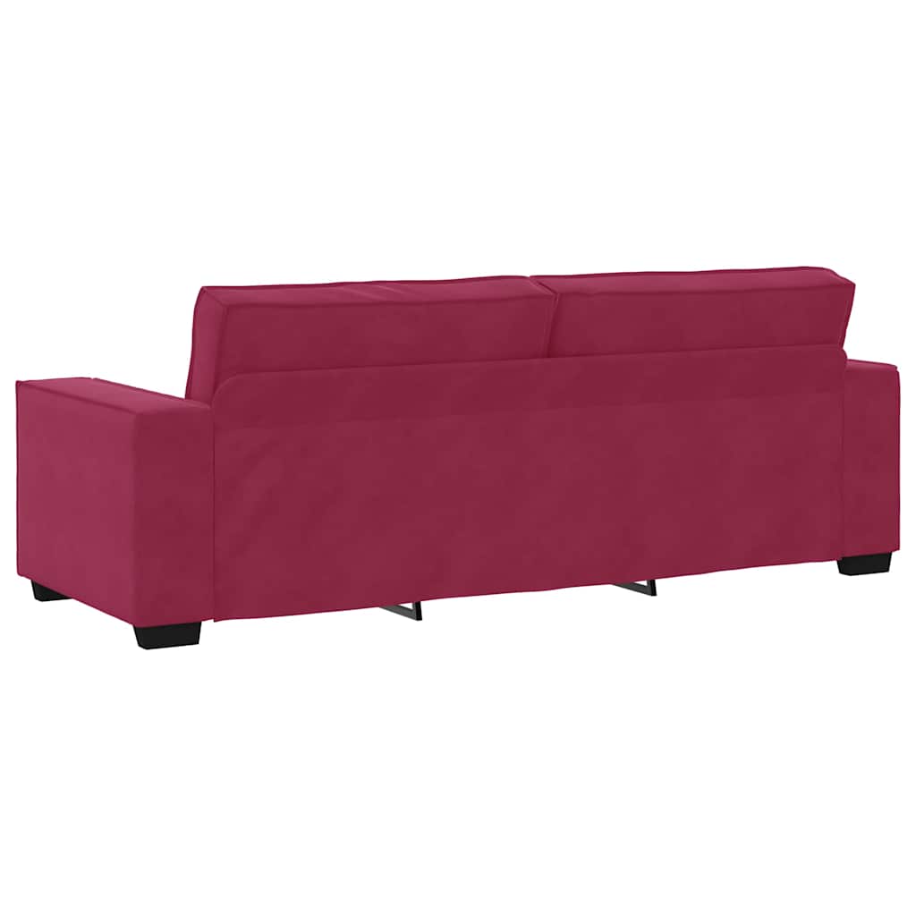 3-delige Loungeset met kussens fluweel wijnrood