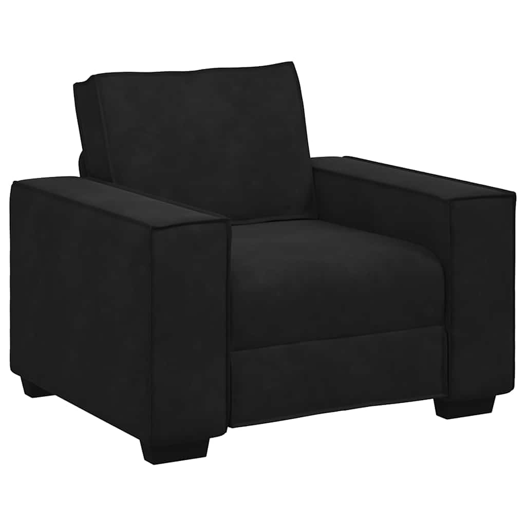 3-delige Loungeset met kussens fluweel zwart