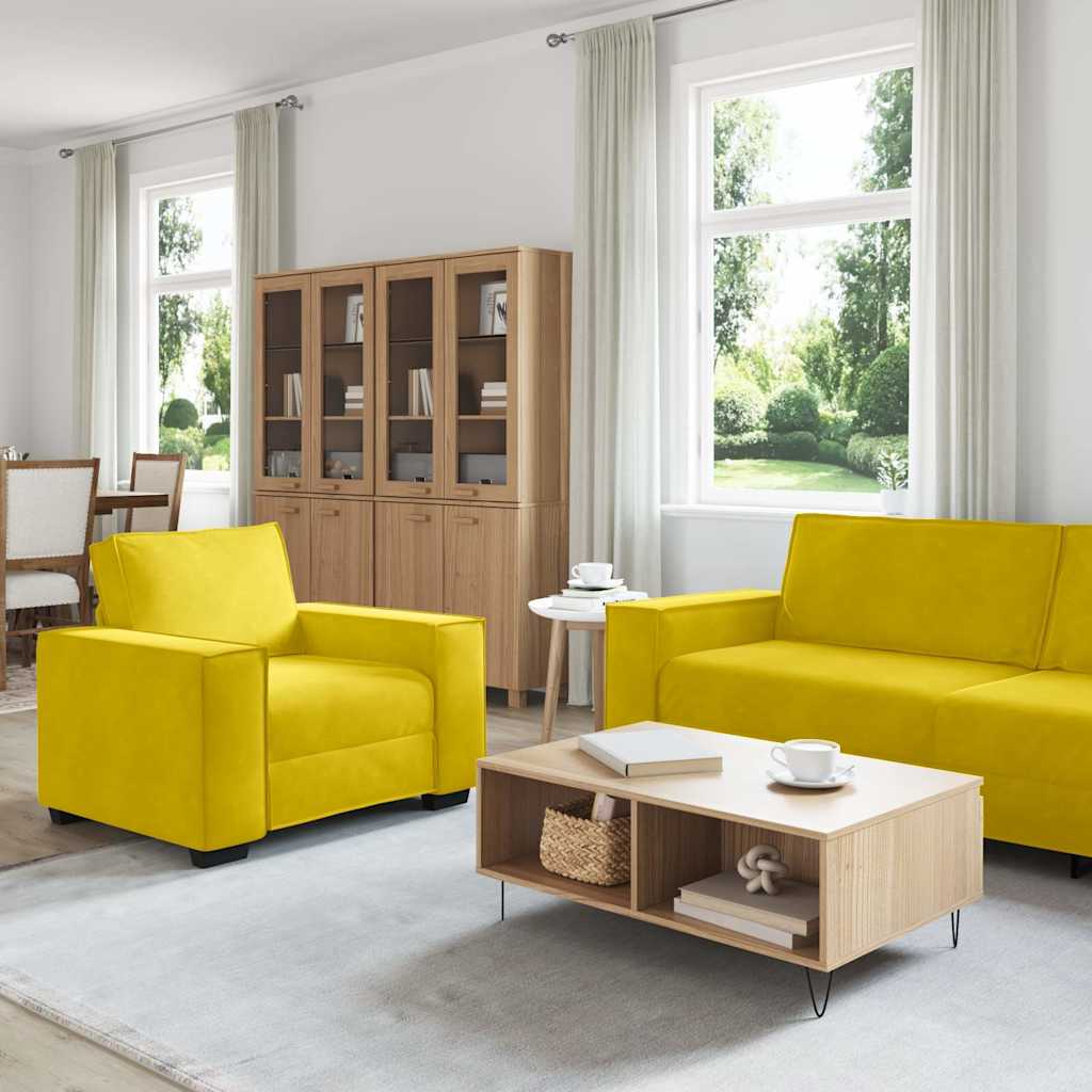 3-delige Loungeset met kussens fluweel geel