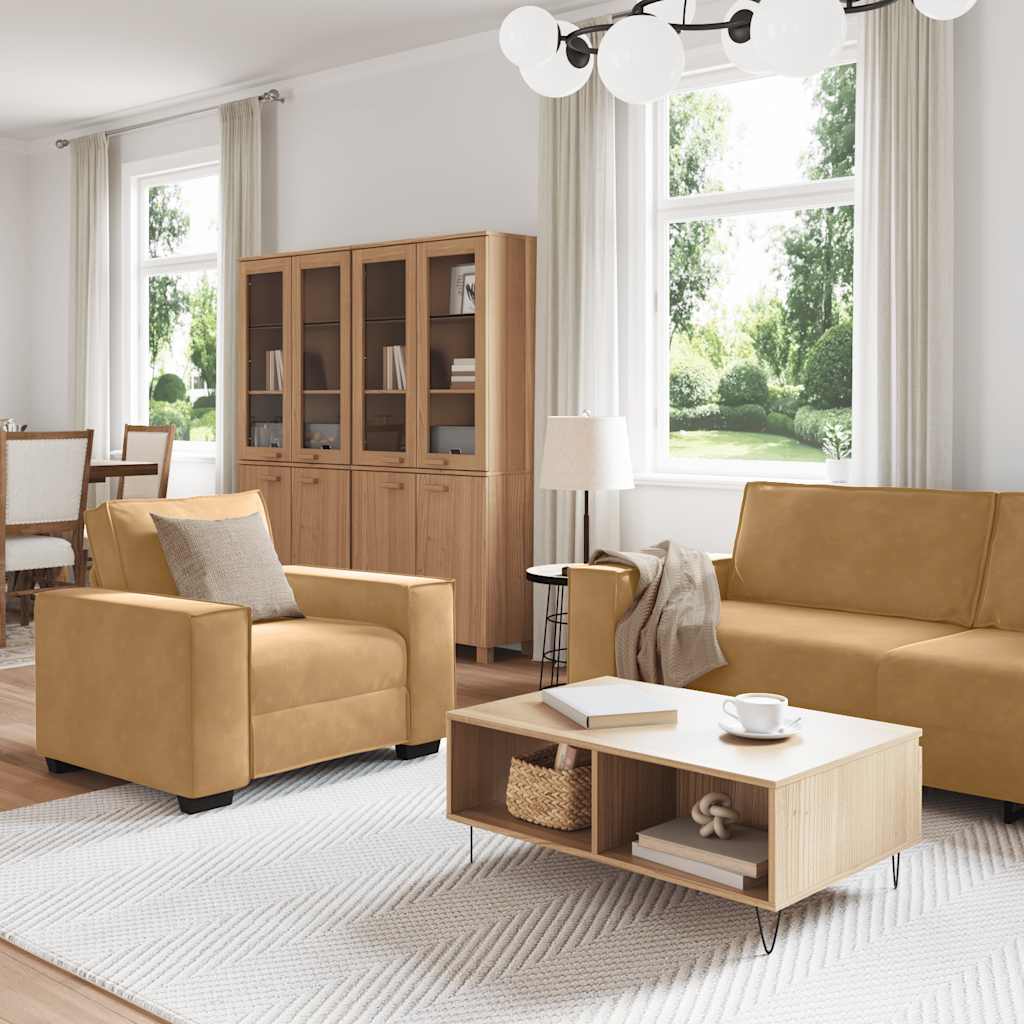 3-delige Loungeset met kussens fluweel bruin