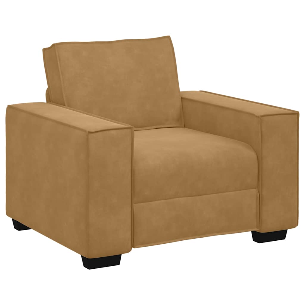 3-delige Loungeset met kussens fluweel bruin