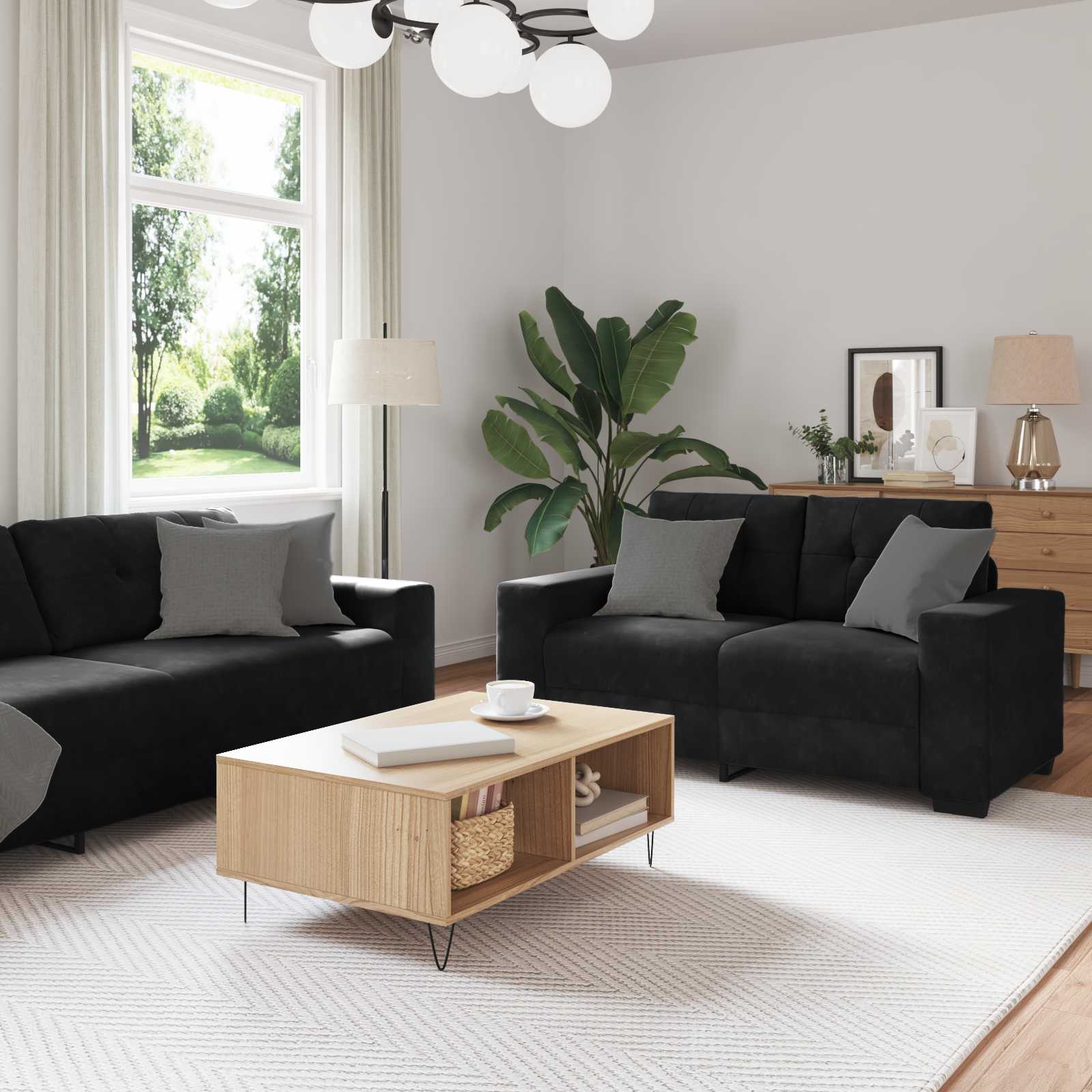 Bankstel 3 st Zwart Fluweel