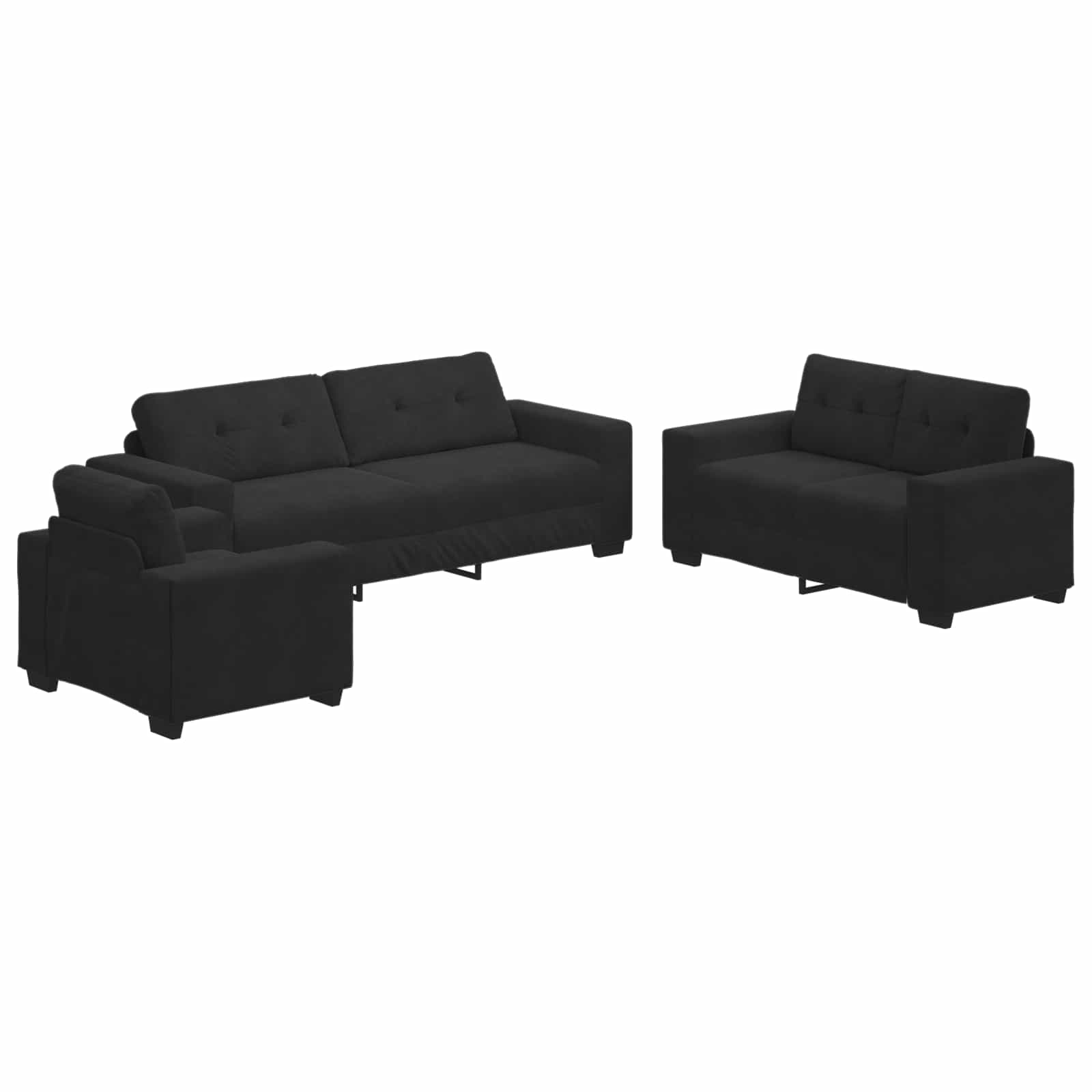 Bankstel 3 st Zwart Fluweel