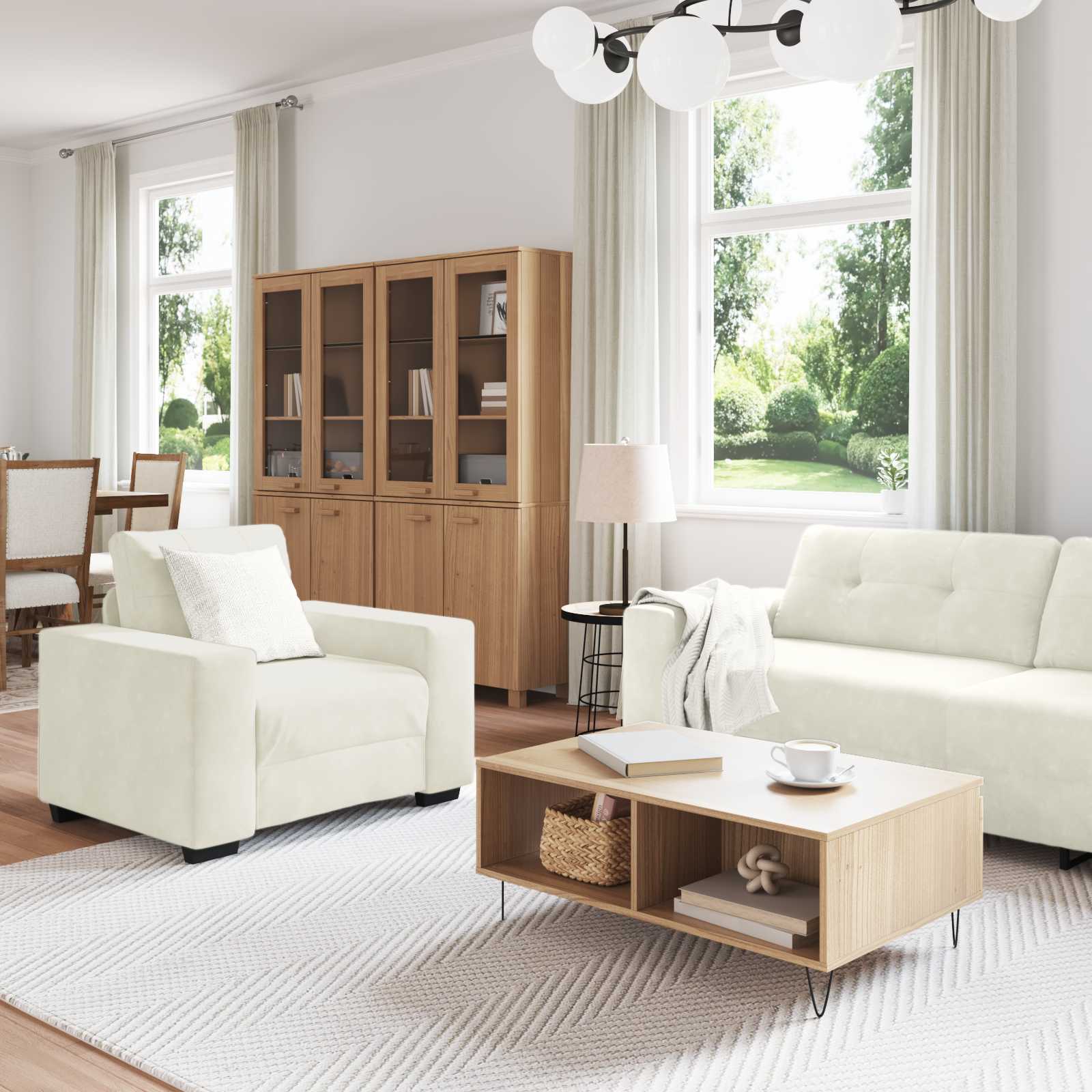 Bankstel 3 st Crème Fluweel