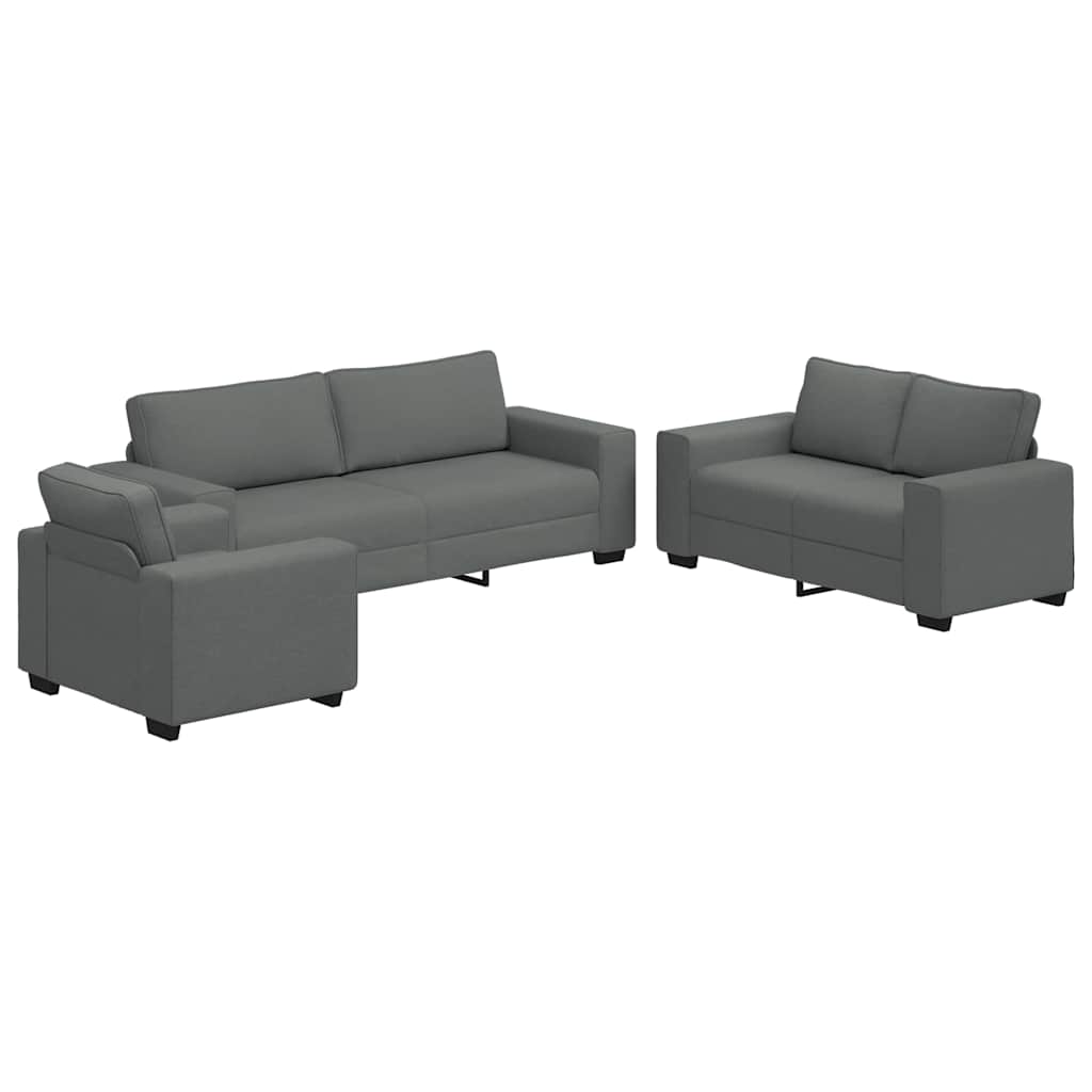 3-delige Loungeset met kussens stof donkergrijs