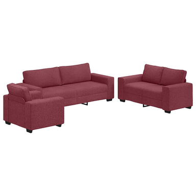 3-delige Loungeset met kussens stof wijnrood