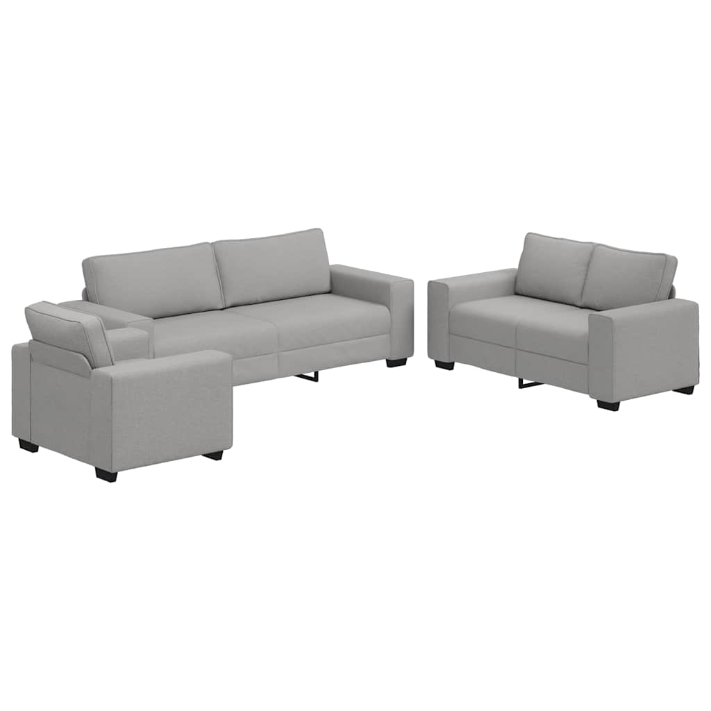3-delige Loungeset met kussens stof wolk grijs
