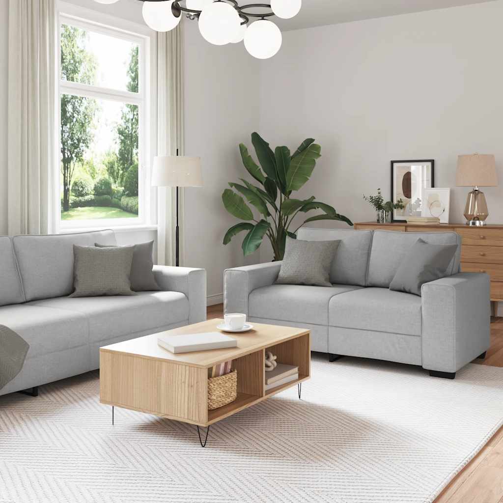 3-delige Loungeset met kussens stof wolk grijs