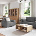 Bank 3 st Donkergrijs Linnen-mix stof