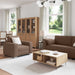 Bank 3 st Bruin Linnen-mix stof