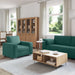Bank 3 st Donkergroen Linnen-mix stof