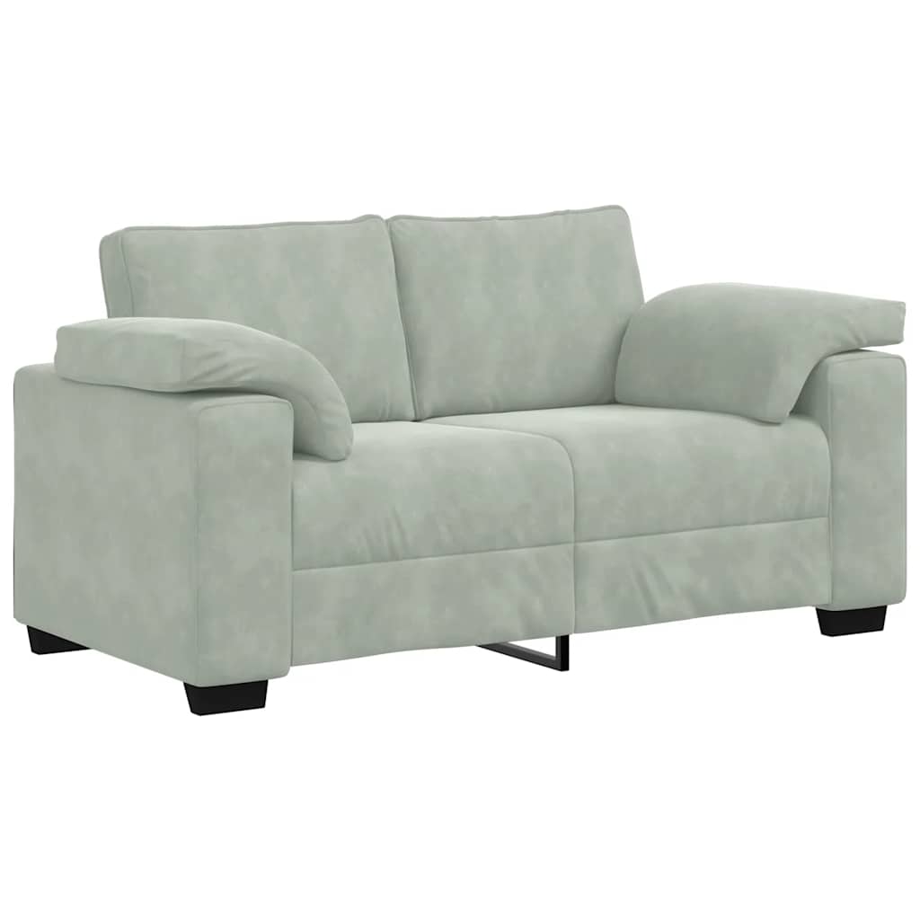 3-delige Loungeset met kussens fluweel lichtgrijs