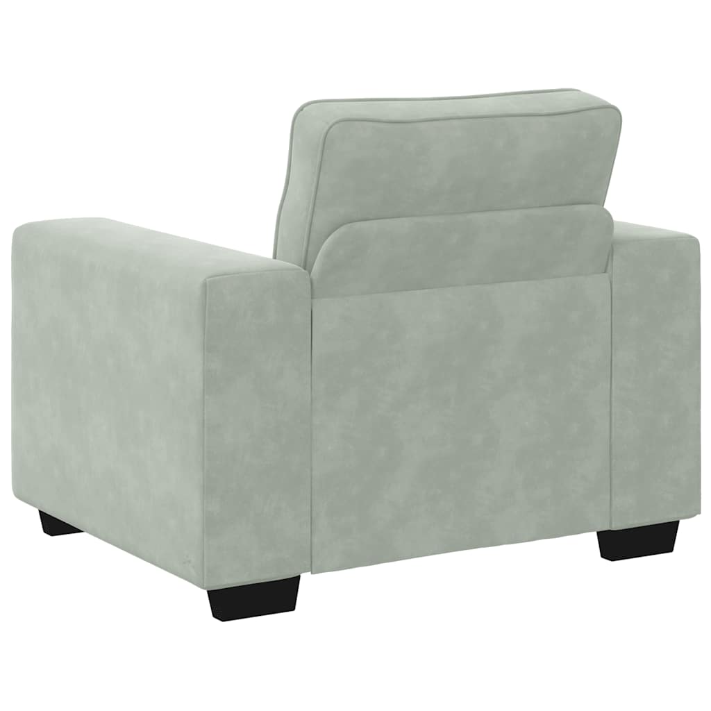 3-delige Loungeset met kussens fluweel lichtgrijs