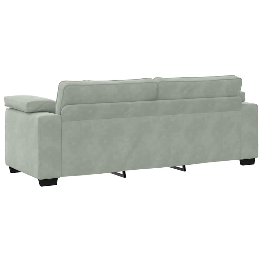 3-delige Loungeset met kussens fluweel lichtgrijs