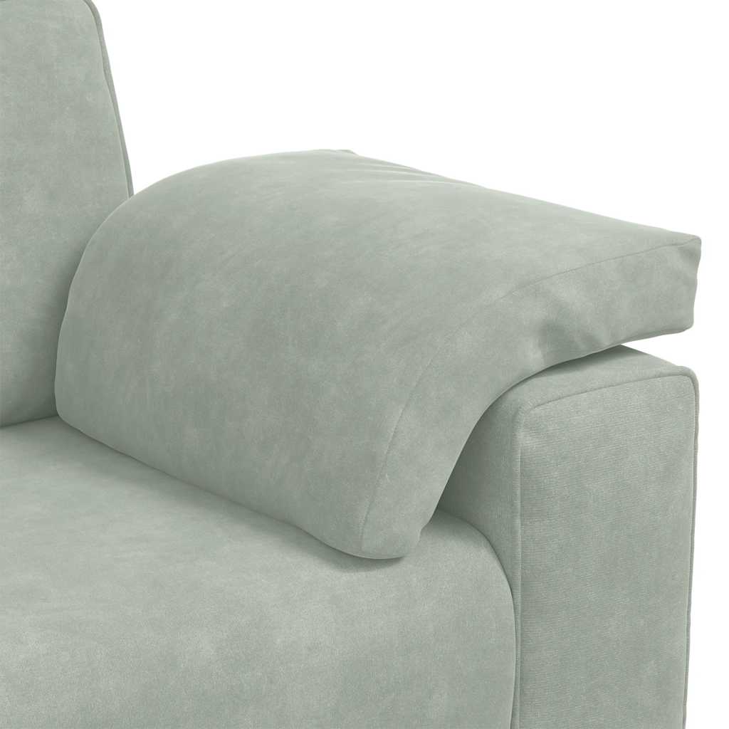 3-delige Loungeset met kussens fluweel lichtgrijs