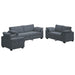 3-delige Loungeset met kussens fluweel donkergrijs
