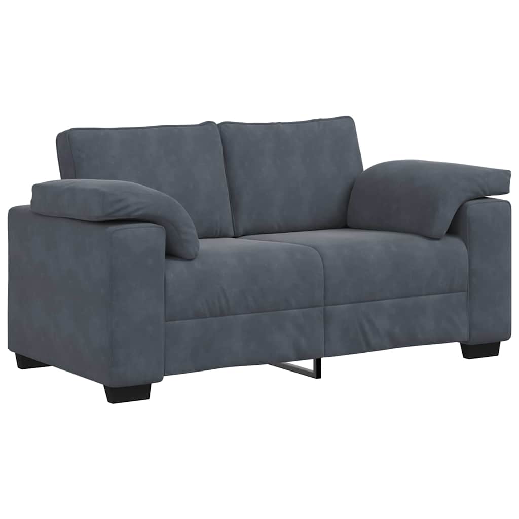 3-delige Loungeset met kussens fluweel donkergrijs
