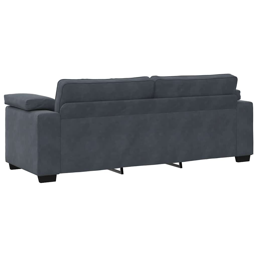 3-delige Loungeset met kussens fluweel donkergrijs