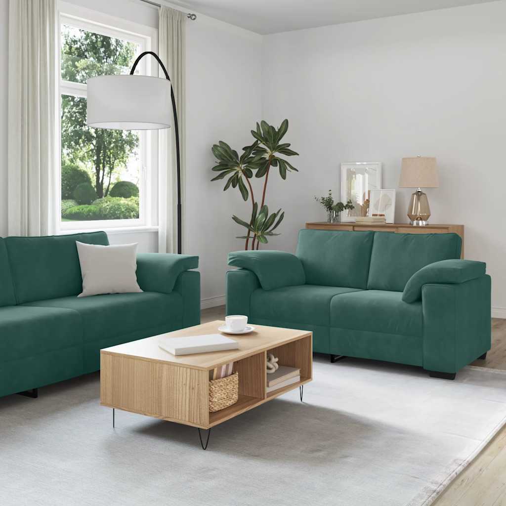 3-delige Loungeset met kussens fluweel donkergroen