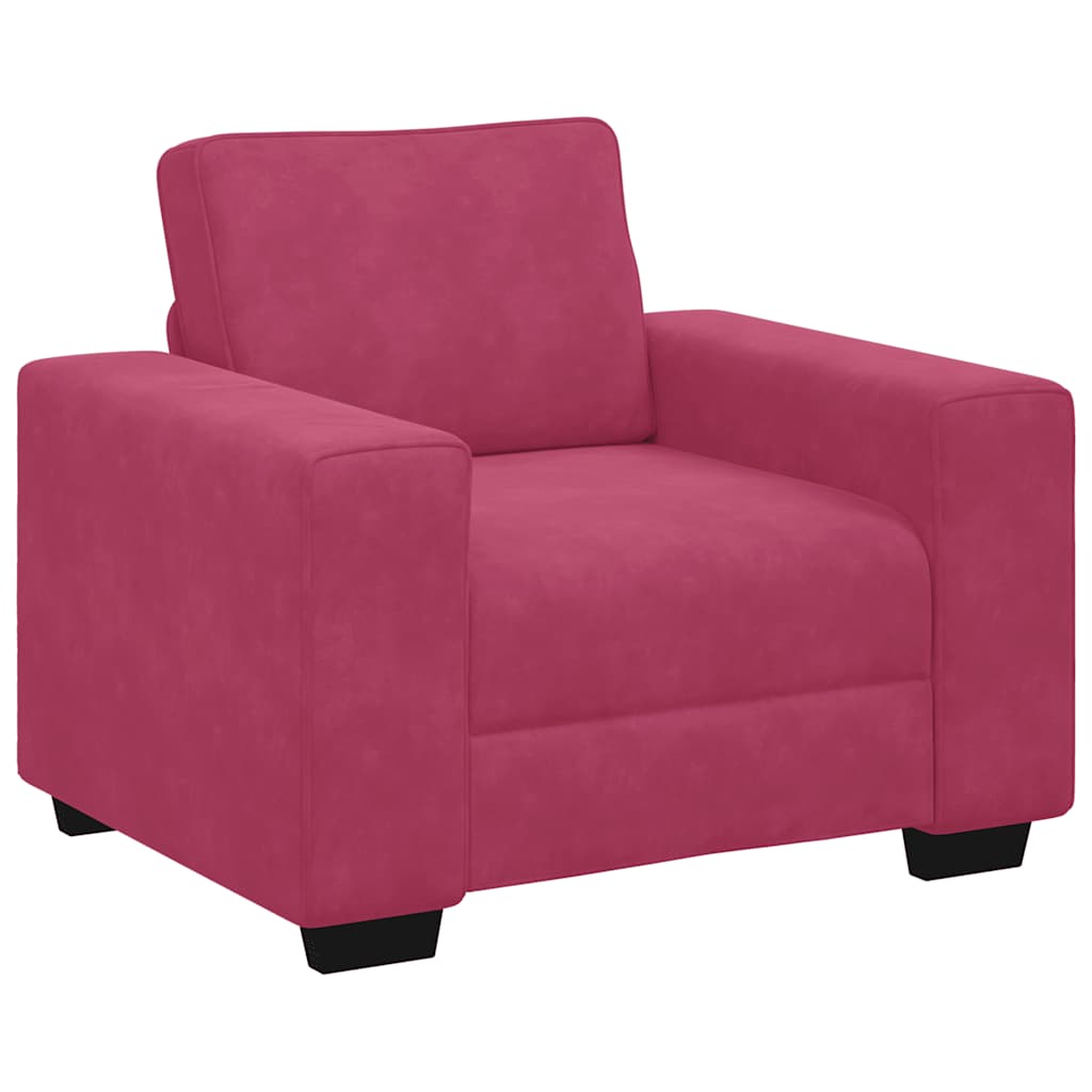 3-delige Loungeset met kussens fluweel wijnrood