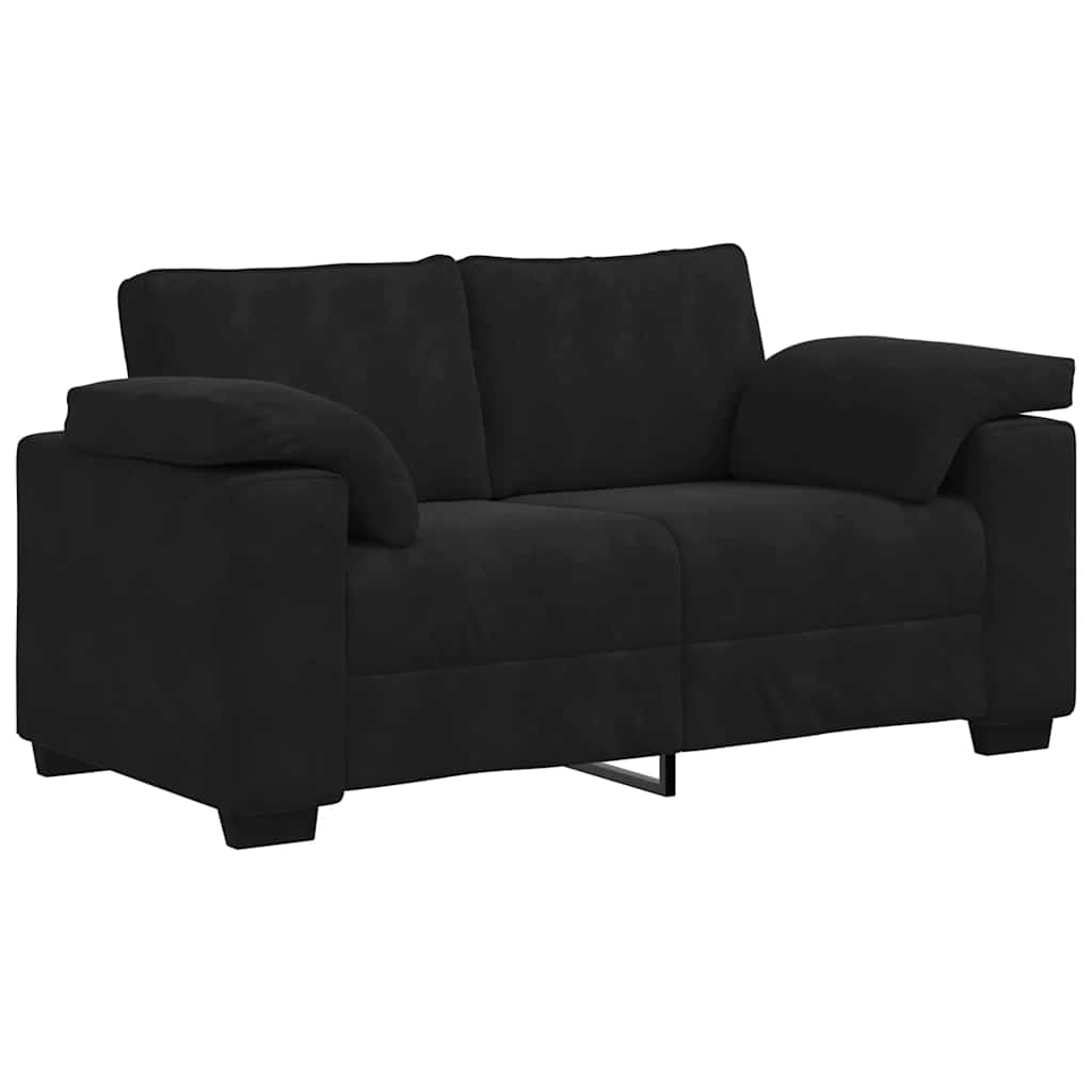 3-delige Loungeset met kussens fluweel zwart