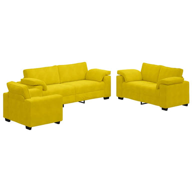 3-delige Loungeset met kussens fluweel geel