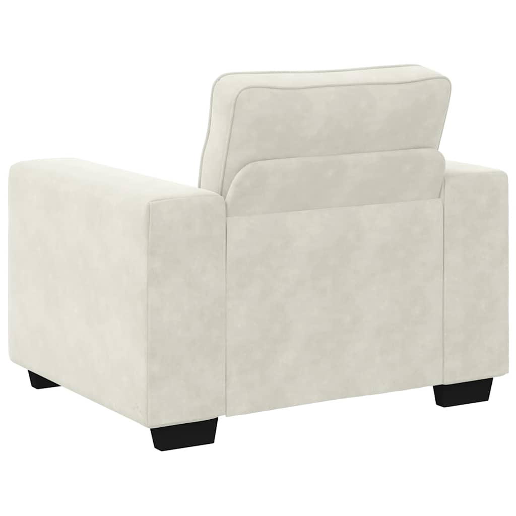 3-delige Loungeset met kussens fluweel crèmekleurig