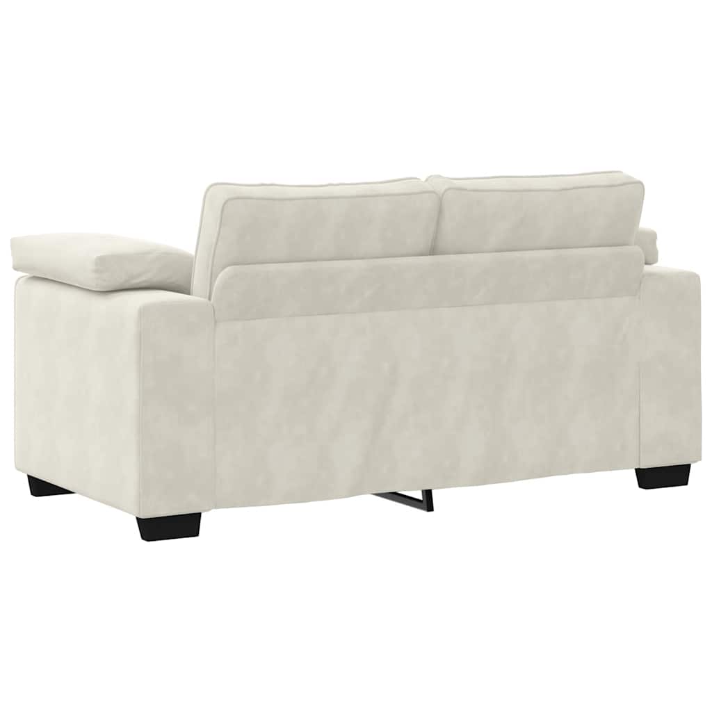 3-delige Loungeset met kussens fluweel crèmekleurig