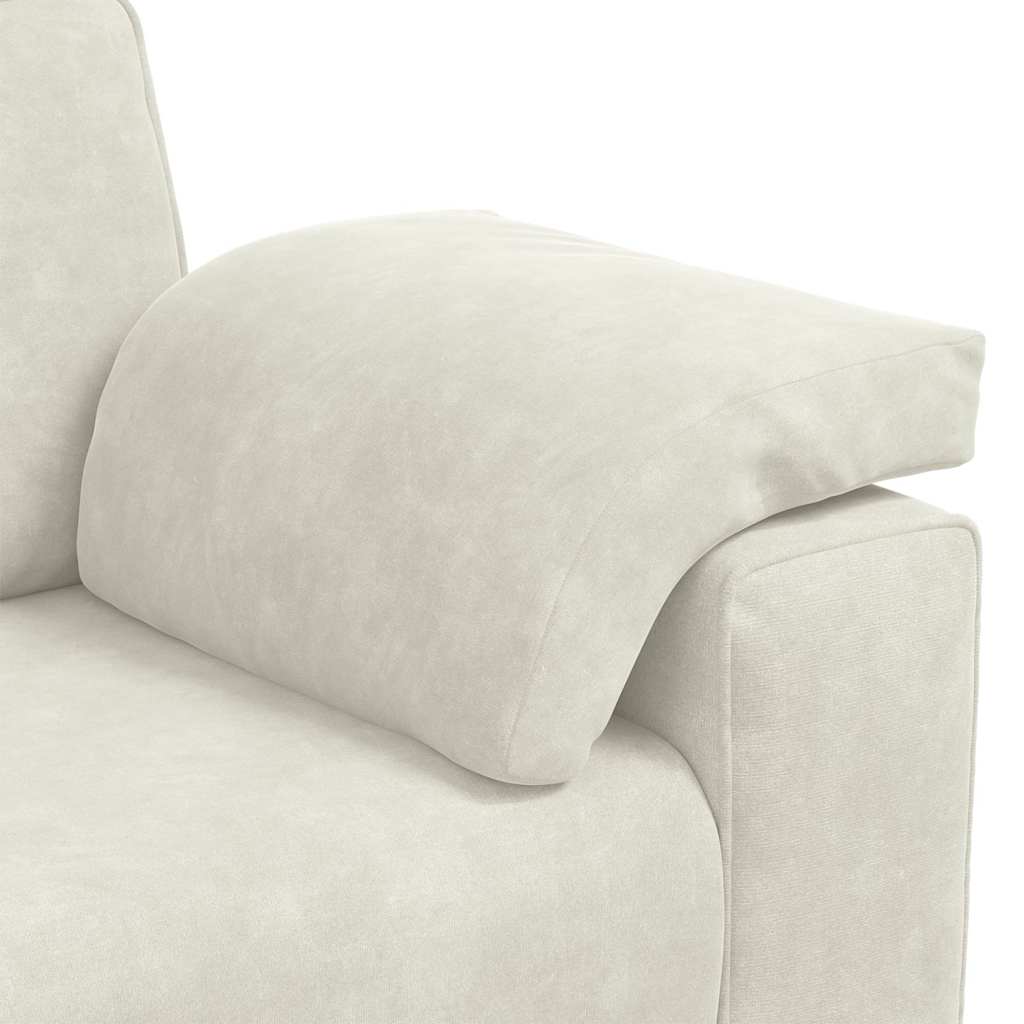 3-delige Loungeset met kussens fluweel crèmekleurig