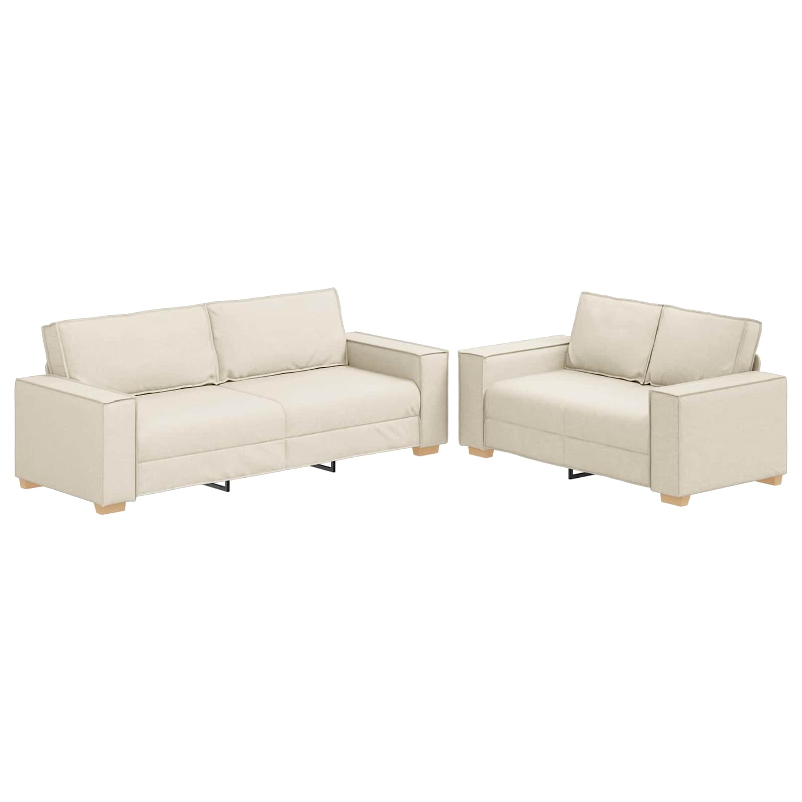 Bank 2 st Beige Linnen-mix stof