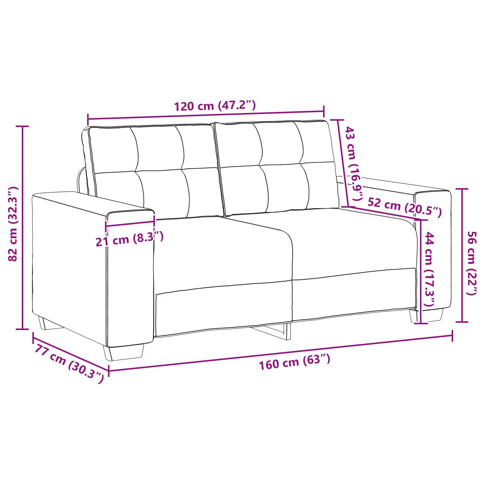 Bank 2 pcs Beige 221 x 80 x 80 cm Linnen-mix stof