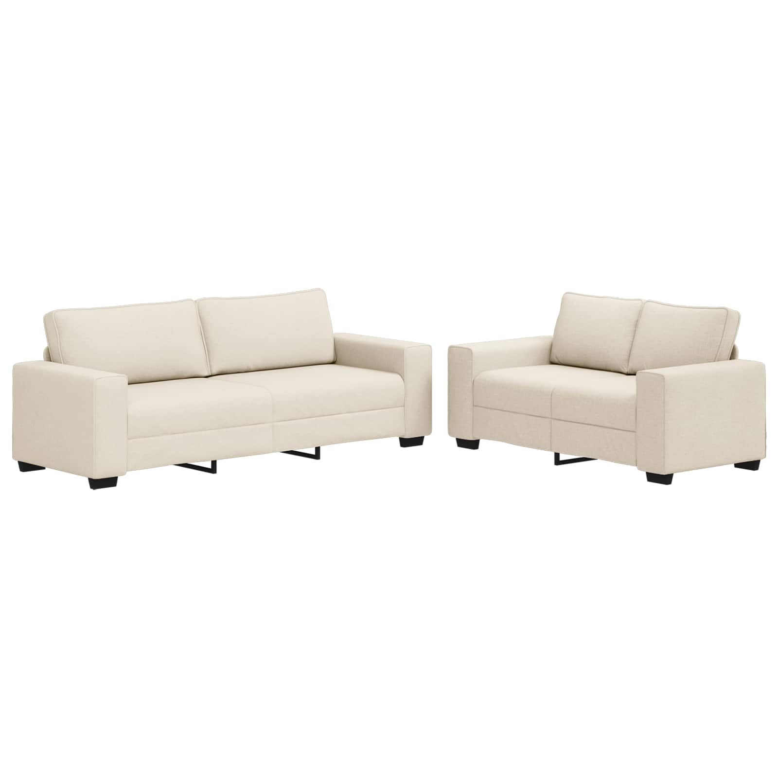 Bank 2 st Beige Linnen-mix stof