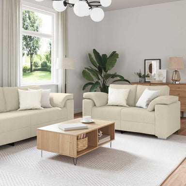 Bank 2 st Beige Linnen-mix stof