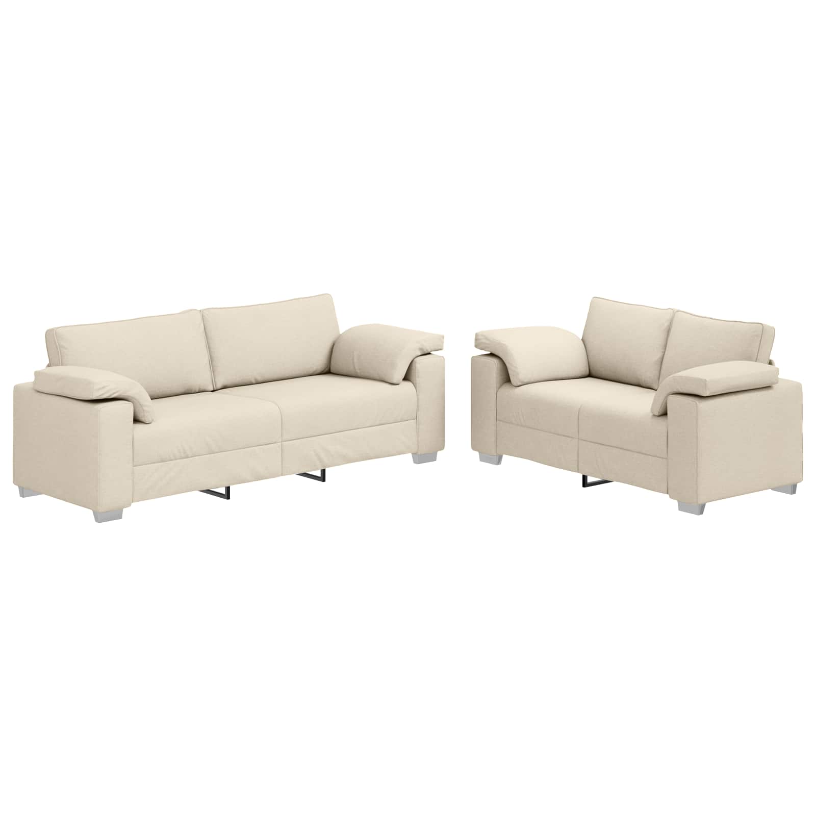 Bank 2 st Beige Linnen-mix stof