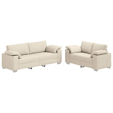 Bank 2 st Beige Linnen-mix stof