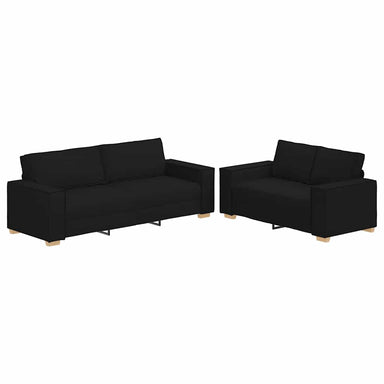 2-delige loungeset met kussens stof zwart