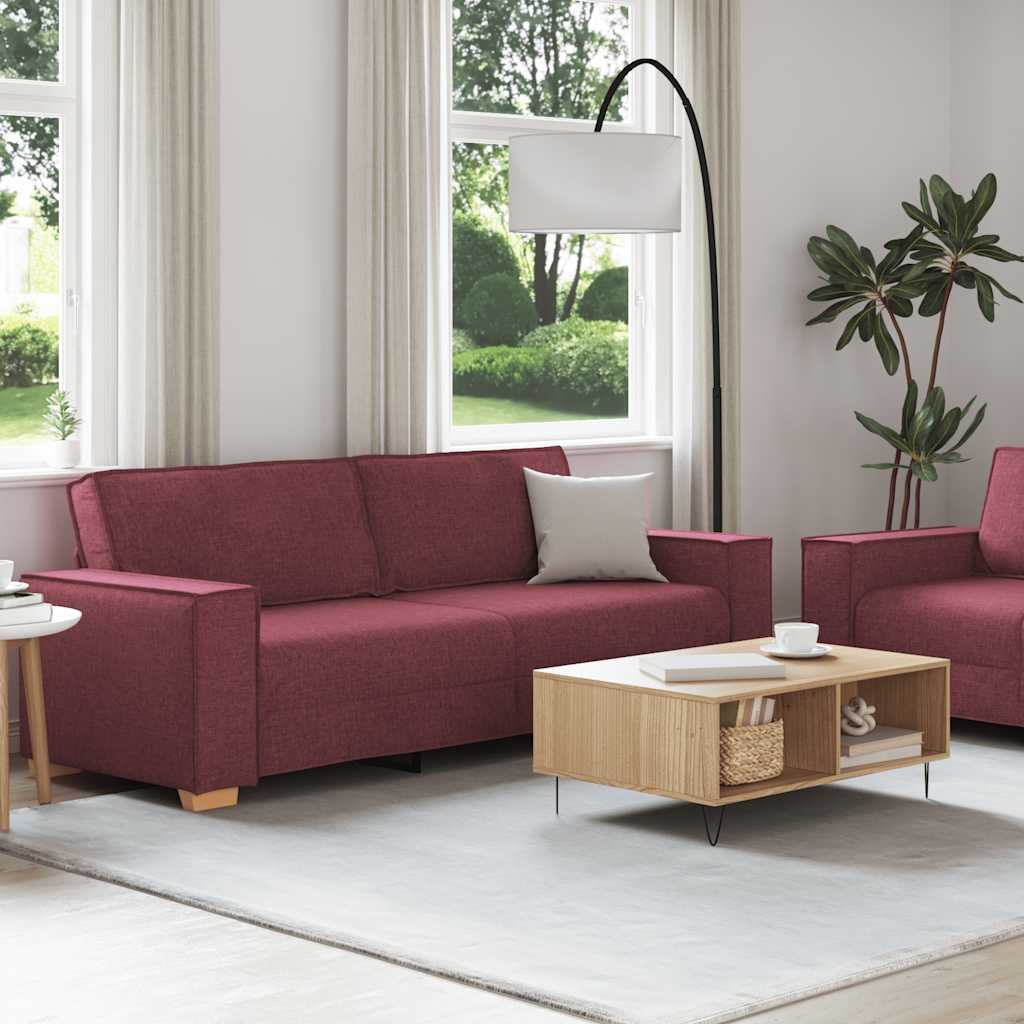 2-delige Loungeset met kussens stof wijnrood