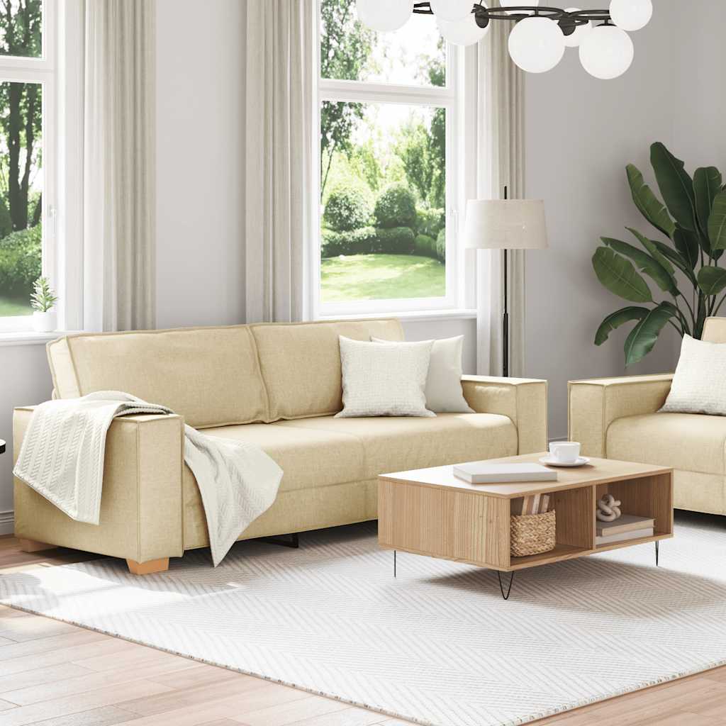 2-delige Loungeset met kussens stof crèmekleurig